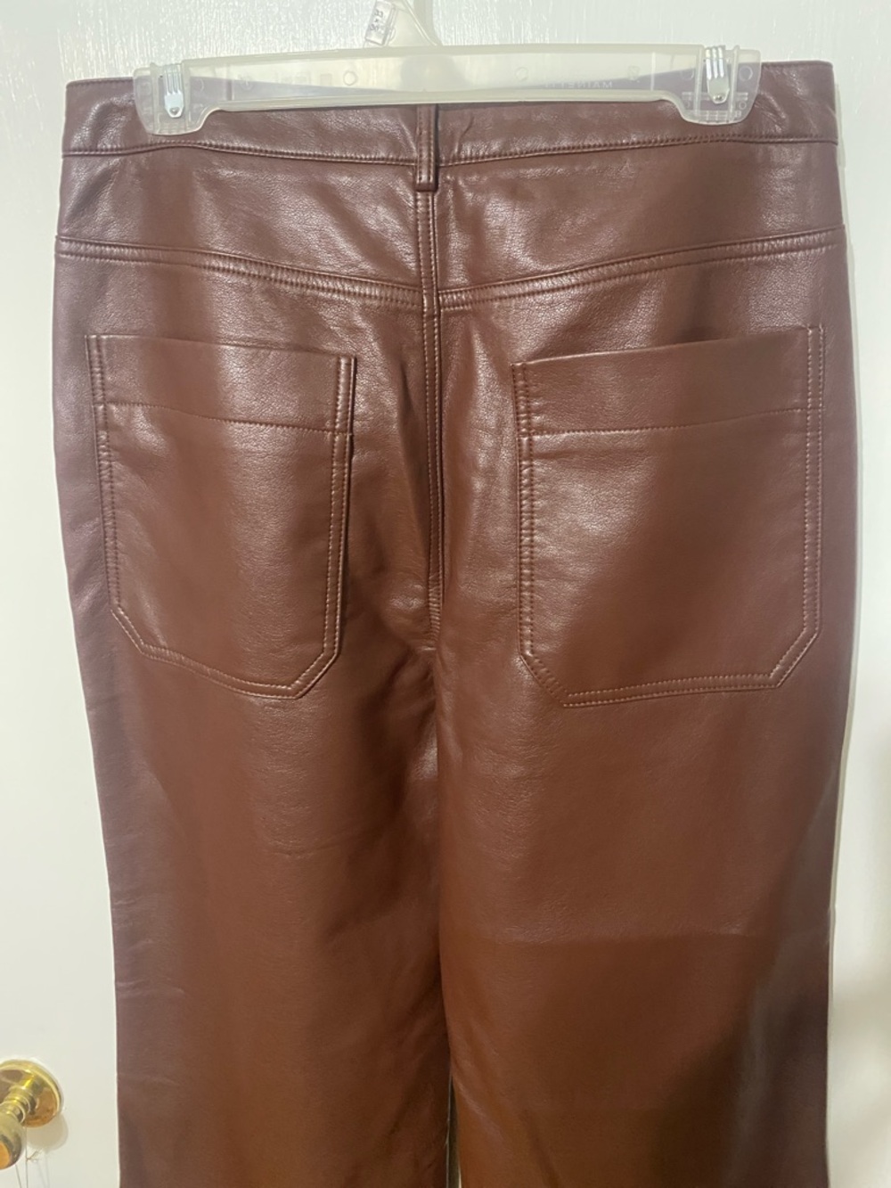 The Ryan Relaxed High rise Pilcro Brown Faux Leather Flare Pants - Picture 8 of 10